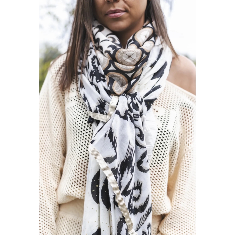 Black and ecru Salome scarf - Shanna