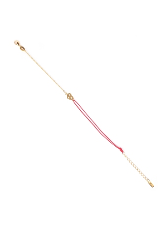 Gold-plated red heart cord bracelet - Pomme Cannelle