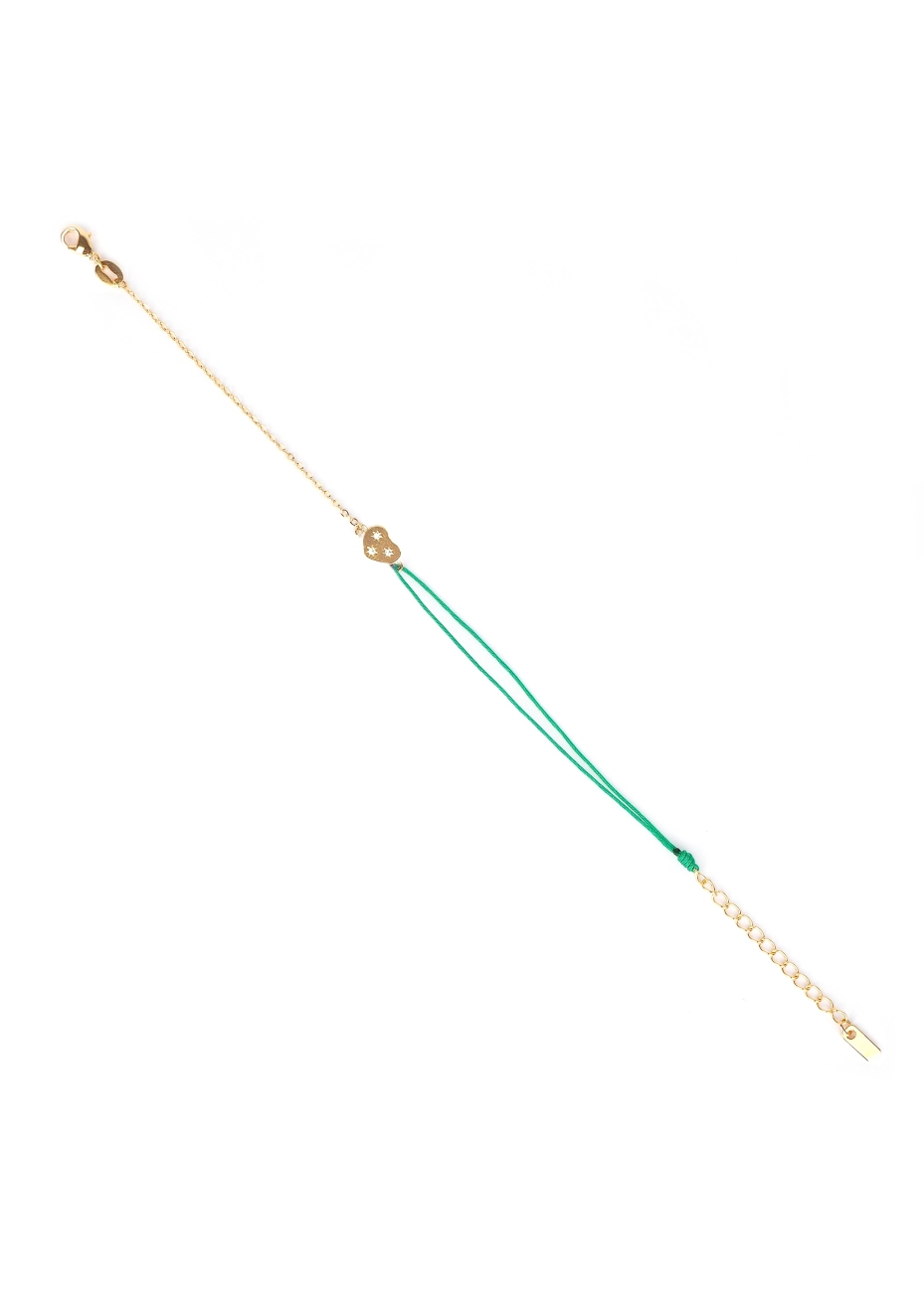 Gold-plated red heart cord bracelet - Pomme Cannelle