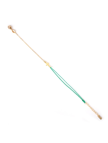 Gold-plated red cross cord bracelet - Pomme Cannelle