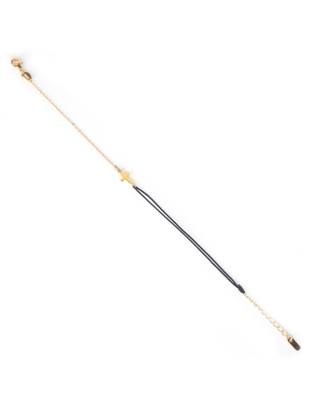 Gold-plated red cross cord bracelet - Pomme Cannelle