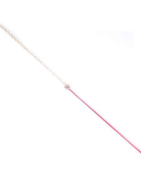 Gold-plated red rhinestone cord bracelet - Pomme Cannelle