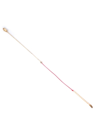 Gold-plated red rhinestone cord bracelet - Pomme Cannelle