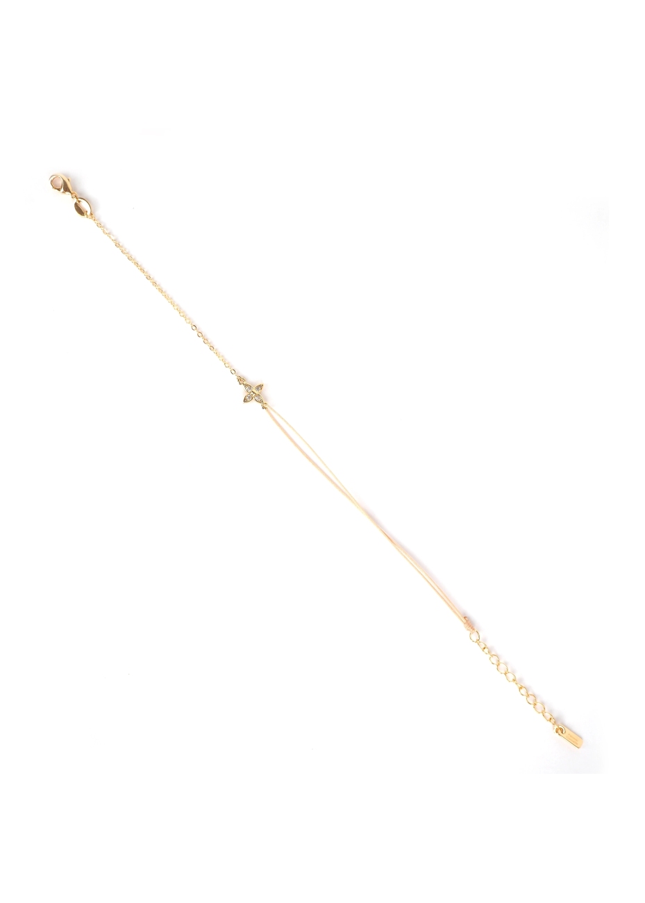 Gold-plated red star cord bracelet - Pomme Cannelle Gold-plated red star cord bracelet - Pomme Cannelle
