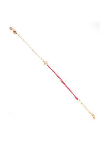 Gold-plated red star cord bracelet - Pomme Cannelle