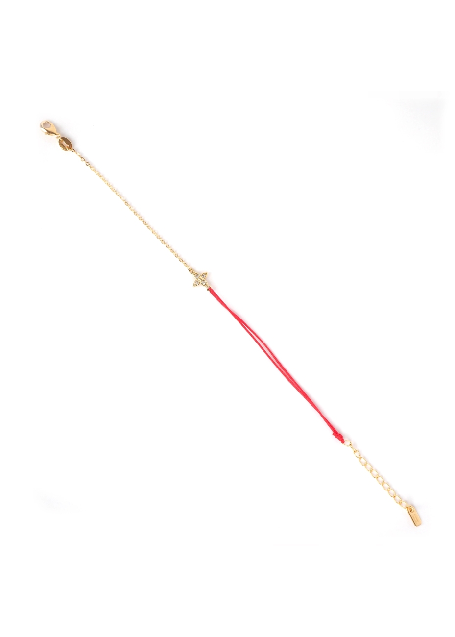 Gold-plated red star cord bracelet - Apple Cinnamon Gold-plated red star cord bracelet - Apple Cinnamon