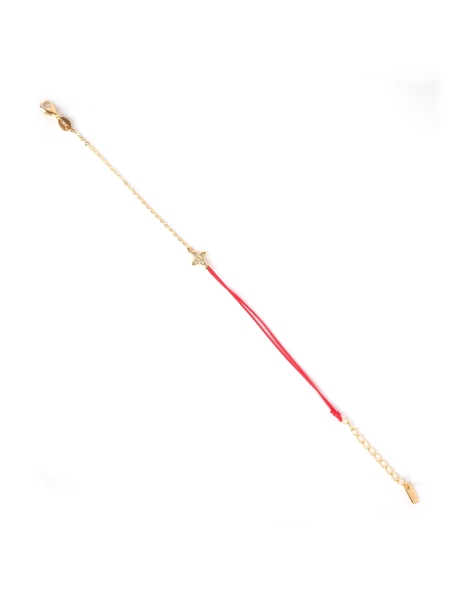 Gold-plated red star cord bracelet - Apple Cinnamon