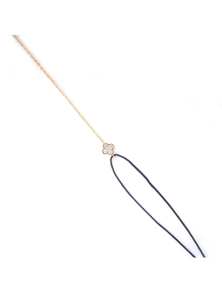 Gold-plated red clover cord bracelet - Pomme Cannelle