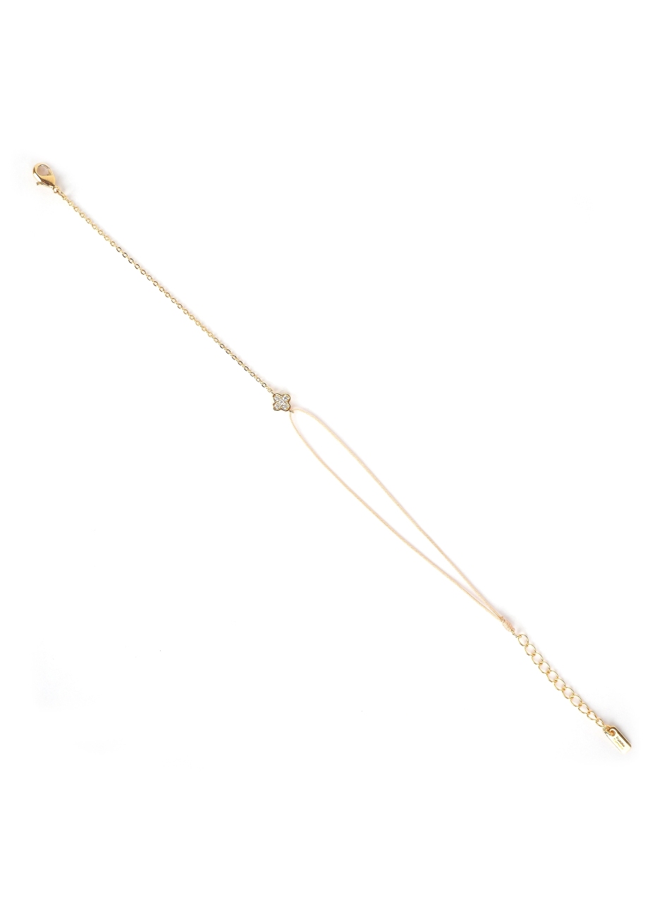 Gold-plated red clover cord bracelet - Pomme Cannelle Gold-plated red clover cord bracelet - Pomme Cannelle