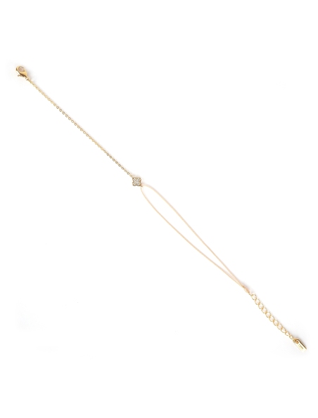 Gold-plated red clover cord bracelet - Pomme Cannelle