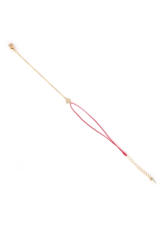Bracelet cordon trèfle rouge plaqué or - Pomme Cannelle