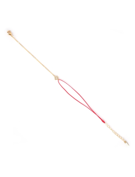 Gold-plated red clover cord bracelet - Pomme Cannelle