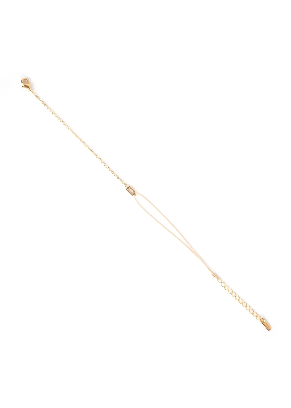 Bracelet cordon rectangle rouge plaqué or - Pomme Cannelle Bracelet cordon rectangle rouge plaqué or - Pomme Cannelle