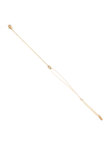 Gold-plated red rectangular cord bracelet - Pomme Cannelle