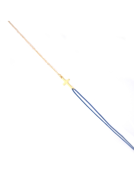 Gold-plated red cross cord bracelet - Pomme Cannelle