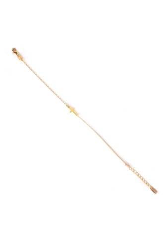 Gold-plated red cross cord bracelet - Pomme Cannelle