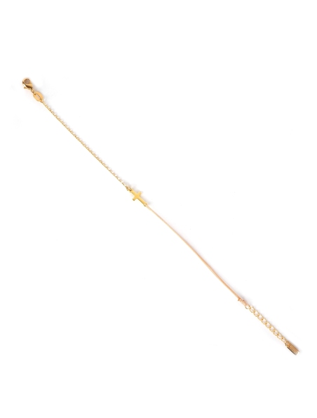 Gold-plated red cross cord bracelet - Pomme Cannelle