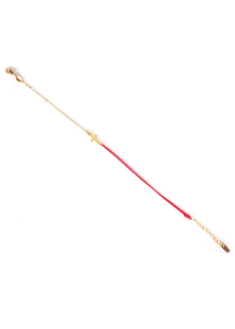Gold-plated red cross cord bracelet - Pomme Cannelle