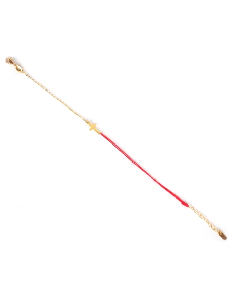 Gold-plated red cross cord bracelet - Pomme Cannelle