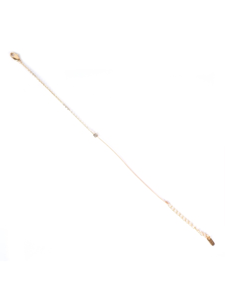 Gold-plated red rhinestone cord bracelet - Pomme Cannelle