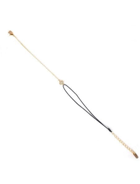 Gold-plated red clover cord bracelet - Pomme Cannelle