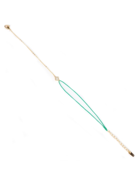 Gold-plated red clover cord bracelet - Pomme Cannelle