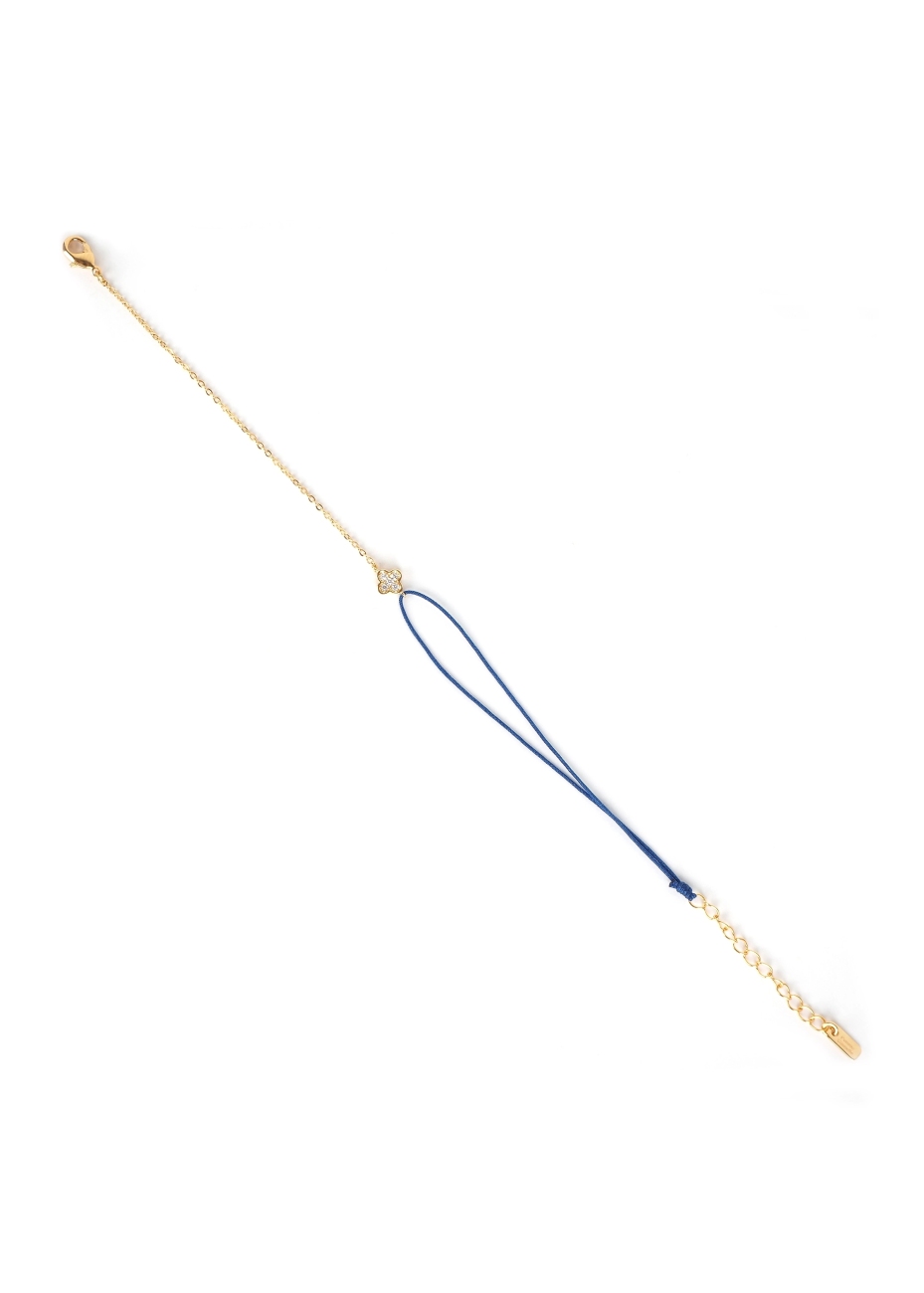 Gold-plated red clover cord bracelet - Pomme Cannelle Gold-plated red clover cord bracelet - Pomme Cannelle