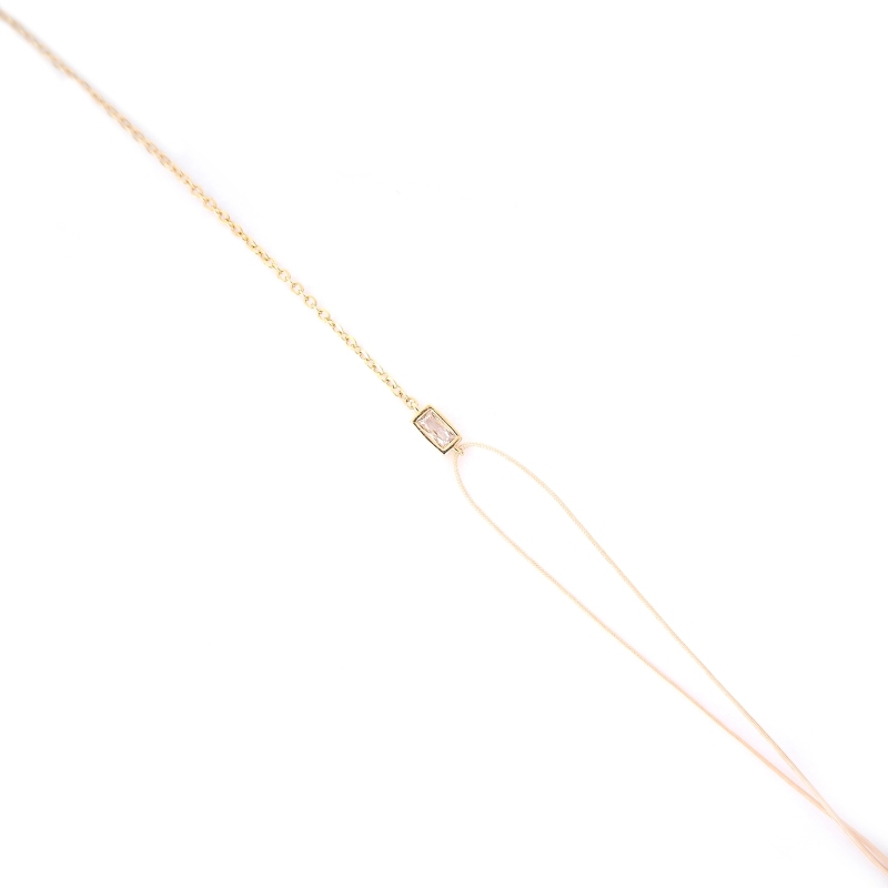 Gold-plated red rectangular cord bracelet - Pomme Cannelle