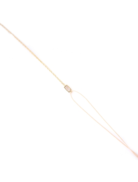 Bracelet cordon rectangle rouge plaqué or - Pomme Cannelle