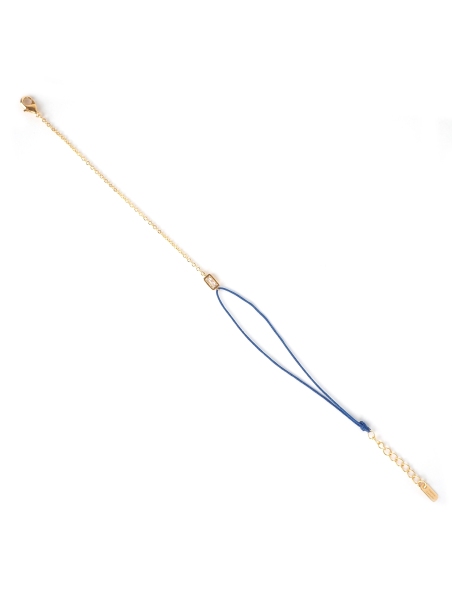 Gold-plated red rectangular cord bracelet - Pomme Cannelle