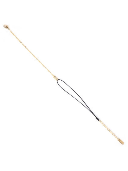 Gold-plated red rectangular cord bracelet - Pomme Cannelle