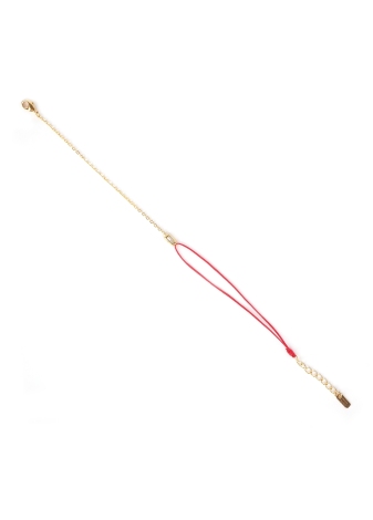 Gold-plated red rectangular cord bracelet - Pomme Cannelle
