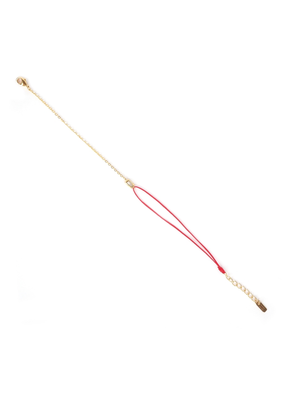 Gold-plated red rectangular cord bracelet - Pomme Cannelle Gold-plated red rectangular cord bracelet - Pomme Cannelle