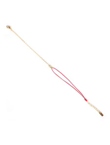 Gold-plated red rectangular cord bracelet - Pomme Cannelle
