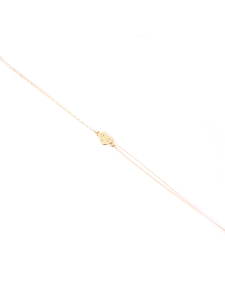 Gold-plated red heart cord bracelet - Pomme Cannelle