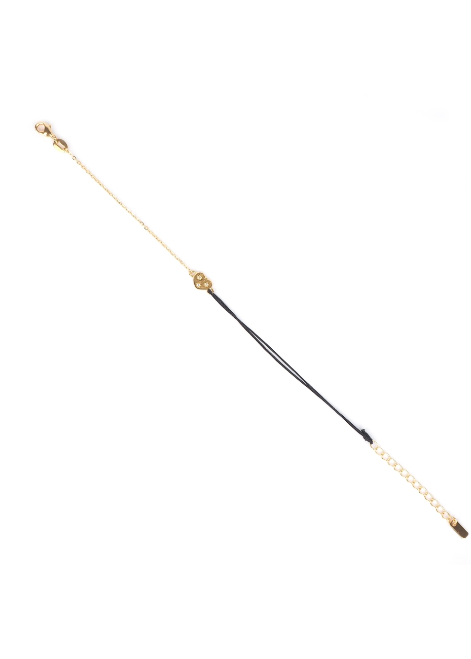 Gold-plated red heart cord bracelet - Pomme Cannelle Gold-plated red heart cord bracelet - Pomme Cannelle