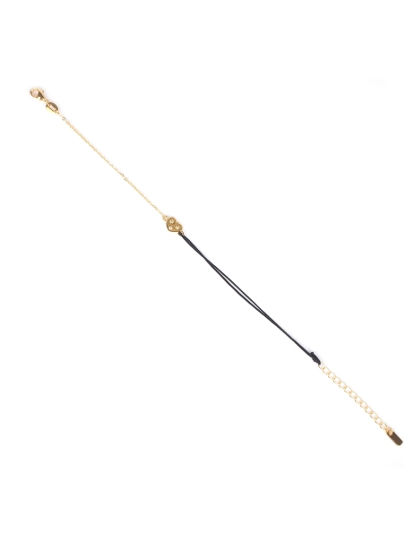 Gold-plated red heart cord bracelet - Pomme Cannelle