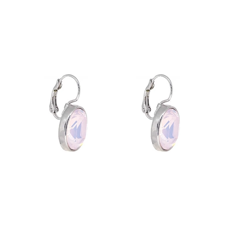 Oval rose opal silver earrings - Bohm Paris