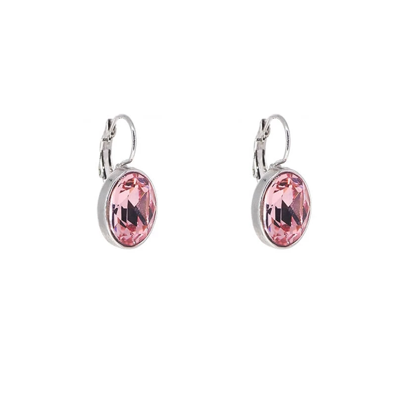 Oval light rose silver earrings - Bohm Paris