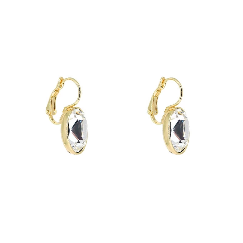 Boucles d'oreilles ovales crystal acier or - Bohm Paris