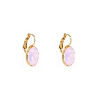 Boucles d'oreilles ovales rose opal acier or - Bohm Paris