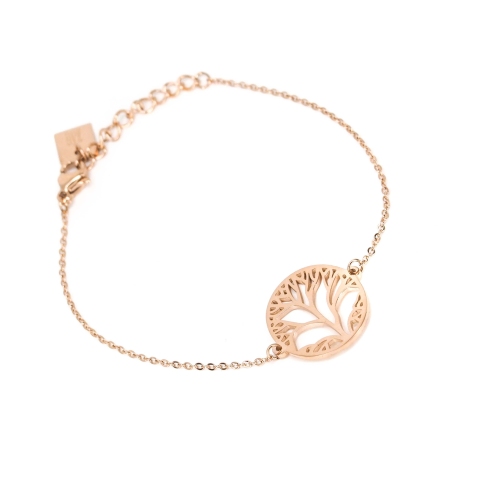 Bracelet arbre de vie en acier rose - Zag Bijoux