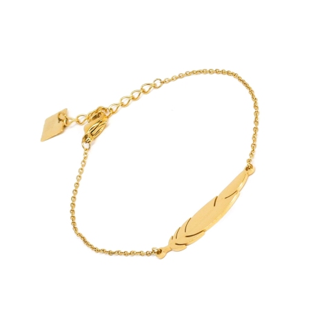 Bracelet plume en acier jaune - Zag Bijoux