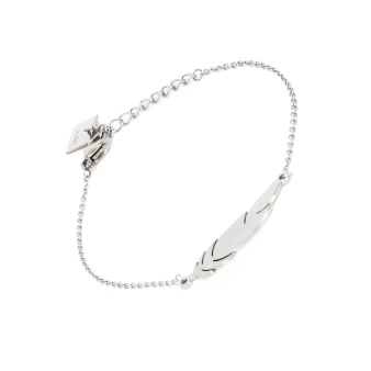 Feather silver bracelet -...