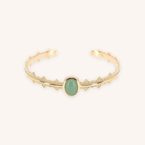Aventurine gold bangle bracelet - Pomme Cannelle