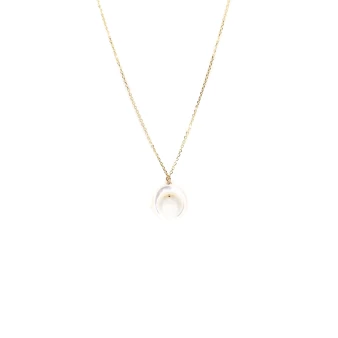Moon pearly gold necklace -...