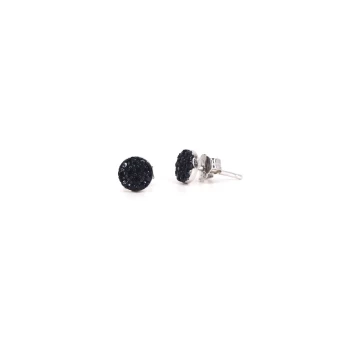 Shiny black silver earrings - Pomme Cannelle
