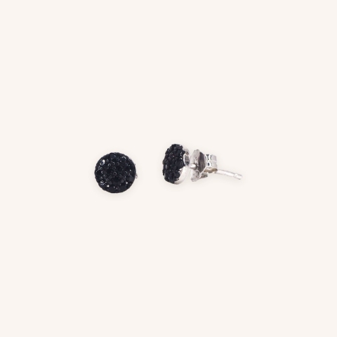 Shiny black silver earrings - Pomme Cannelle