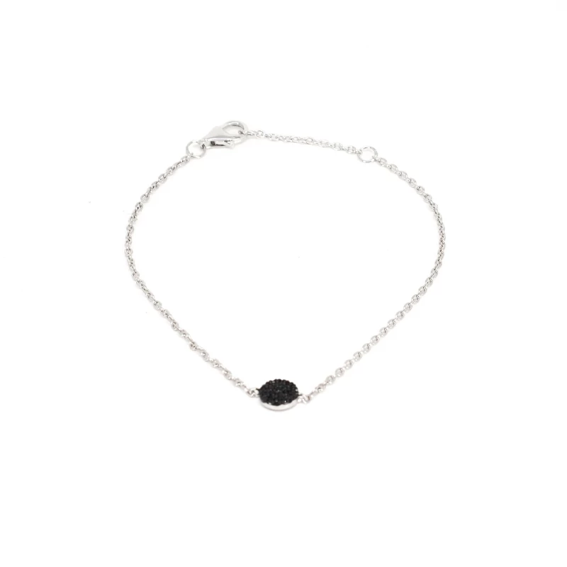 Bracelet shiny noir en argent - Pomme Cannelle