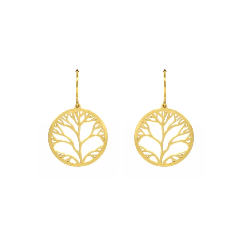 Yellow steel tree life earrings - Zag Bijoux